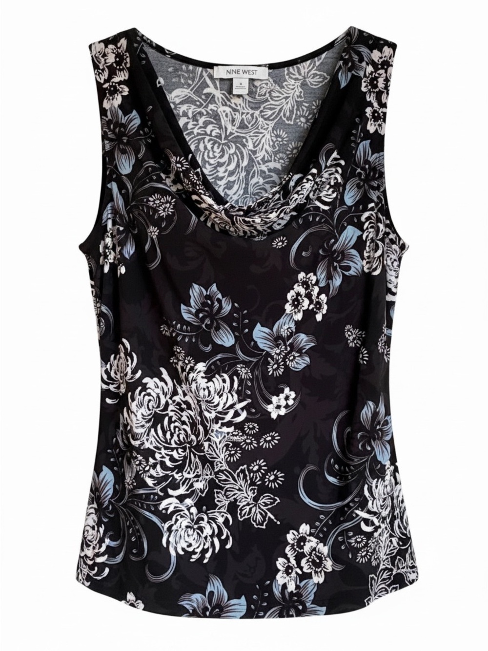 Nine West Black Floral Cowl Neck Camisole